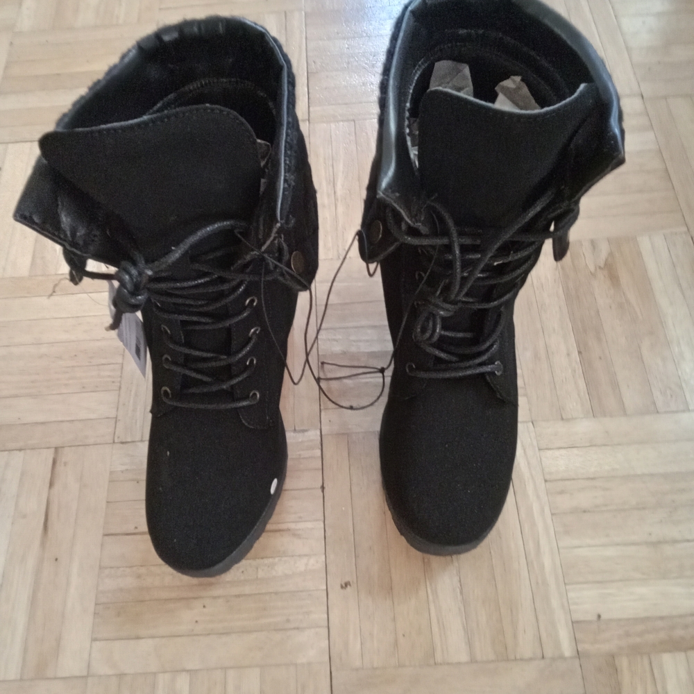 Ashley Blue Black Combat Boots